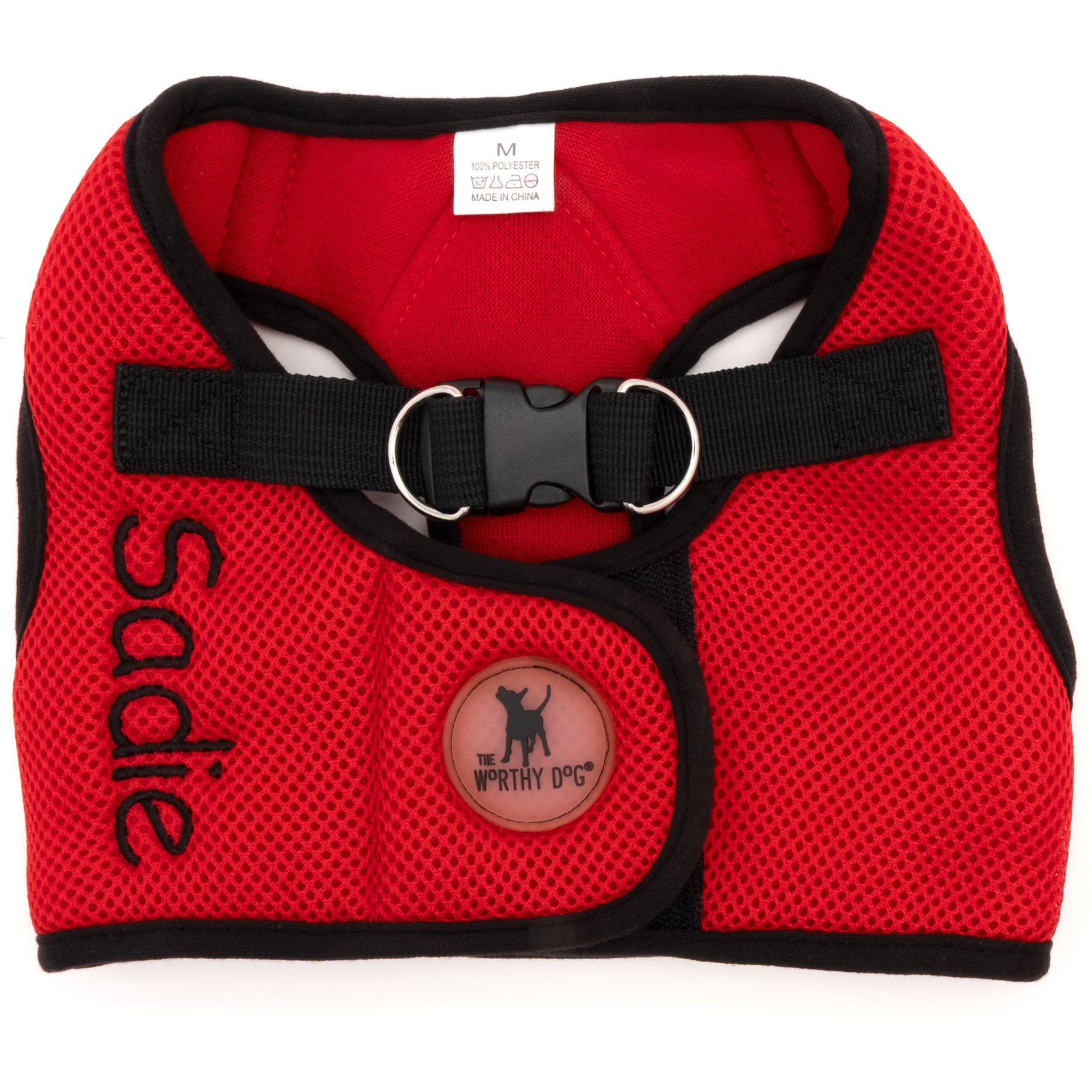 The Worthy Dog Personalized Sidekick Reflective Dog Harness, Red, Large: 21 to 24-in chest