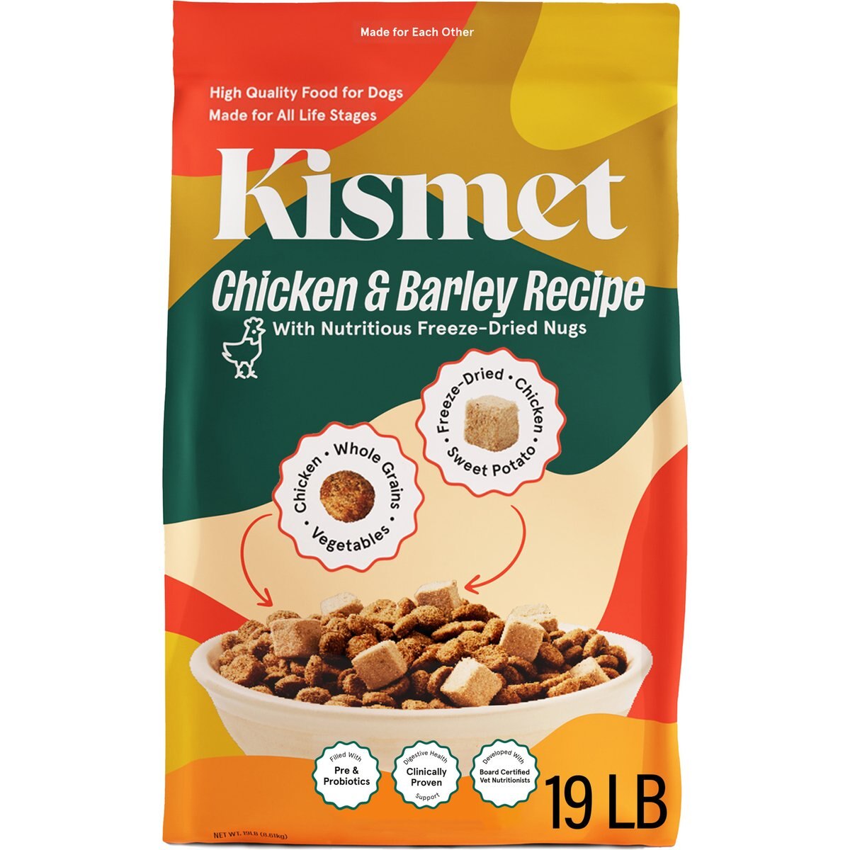 Kismet Gut Health Chicken & Barley Recipe with Probiotics & Freeze-Dried Nugs Dry Dog Food, 19-lb bag