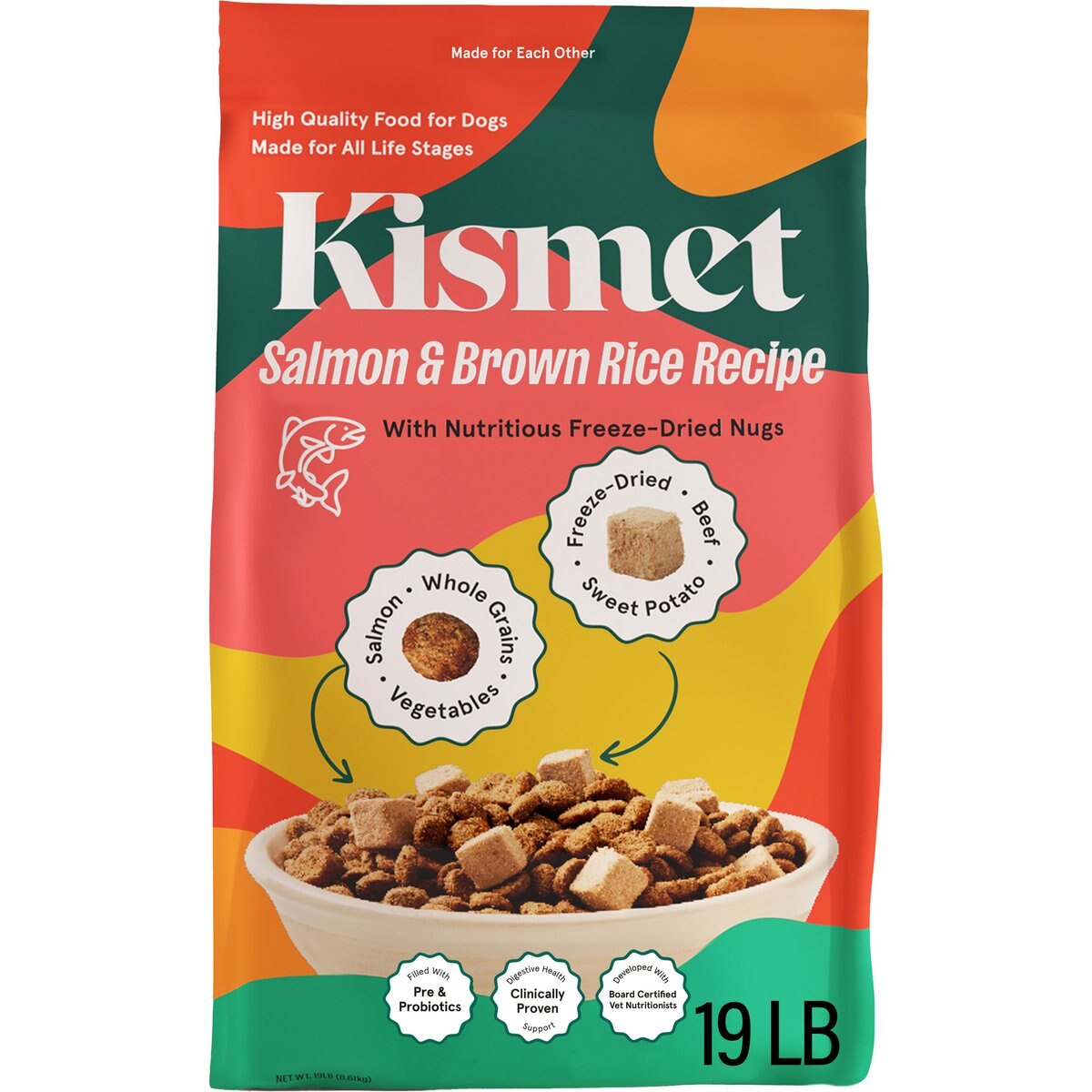 Kismet Gut Health Salmon & Brown Rice Recipe with Probiotics & Freeze-Dried Nugs Dry Dog Food, 19-lb bag