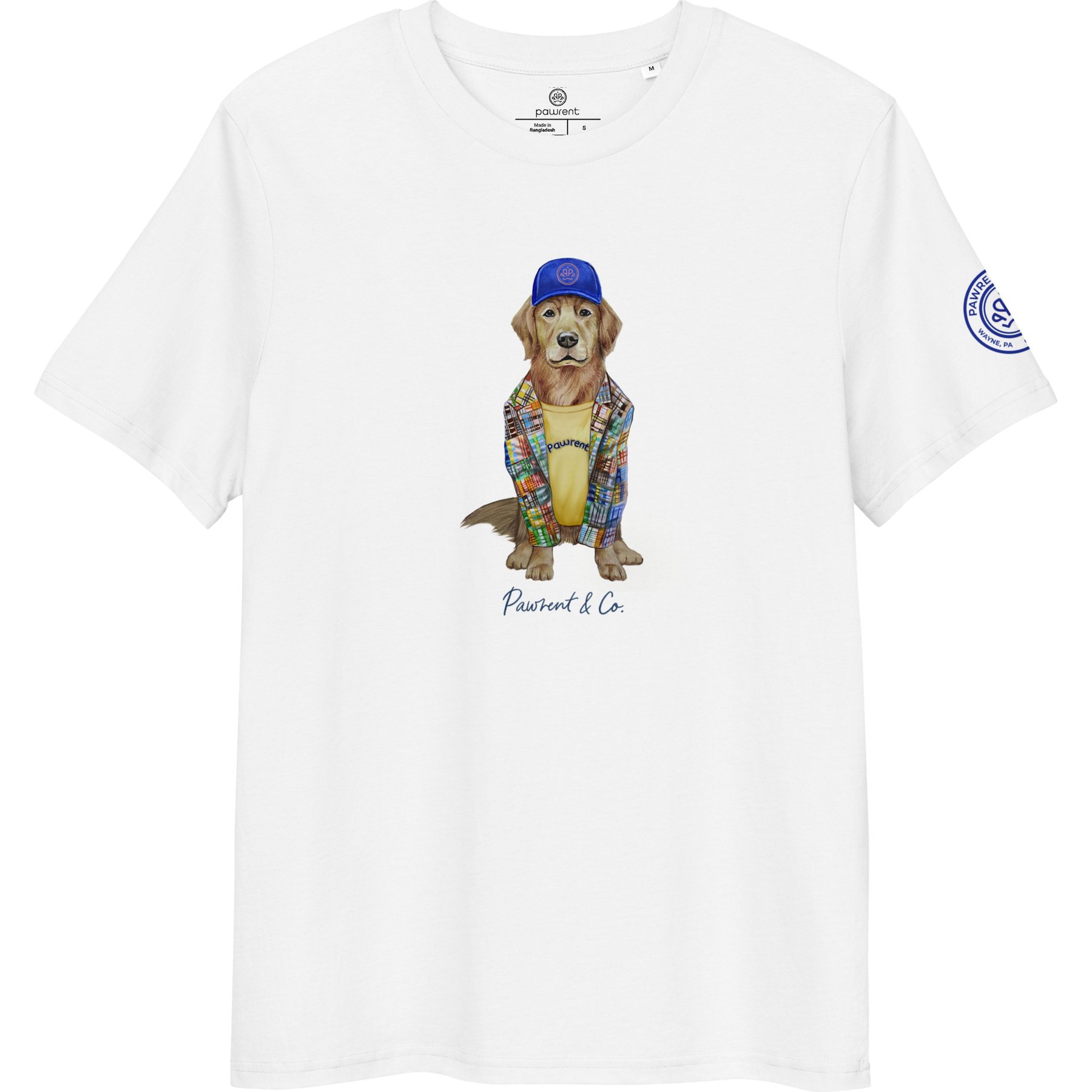 Pawrent Madras Blazer Dog Tee, White, Small