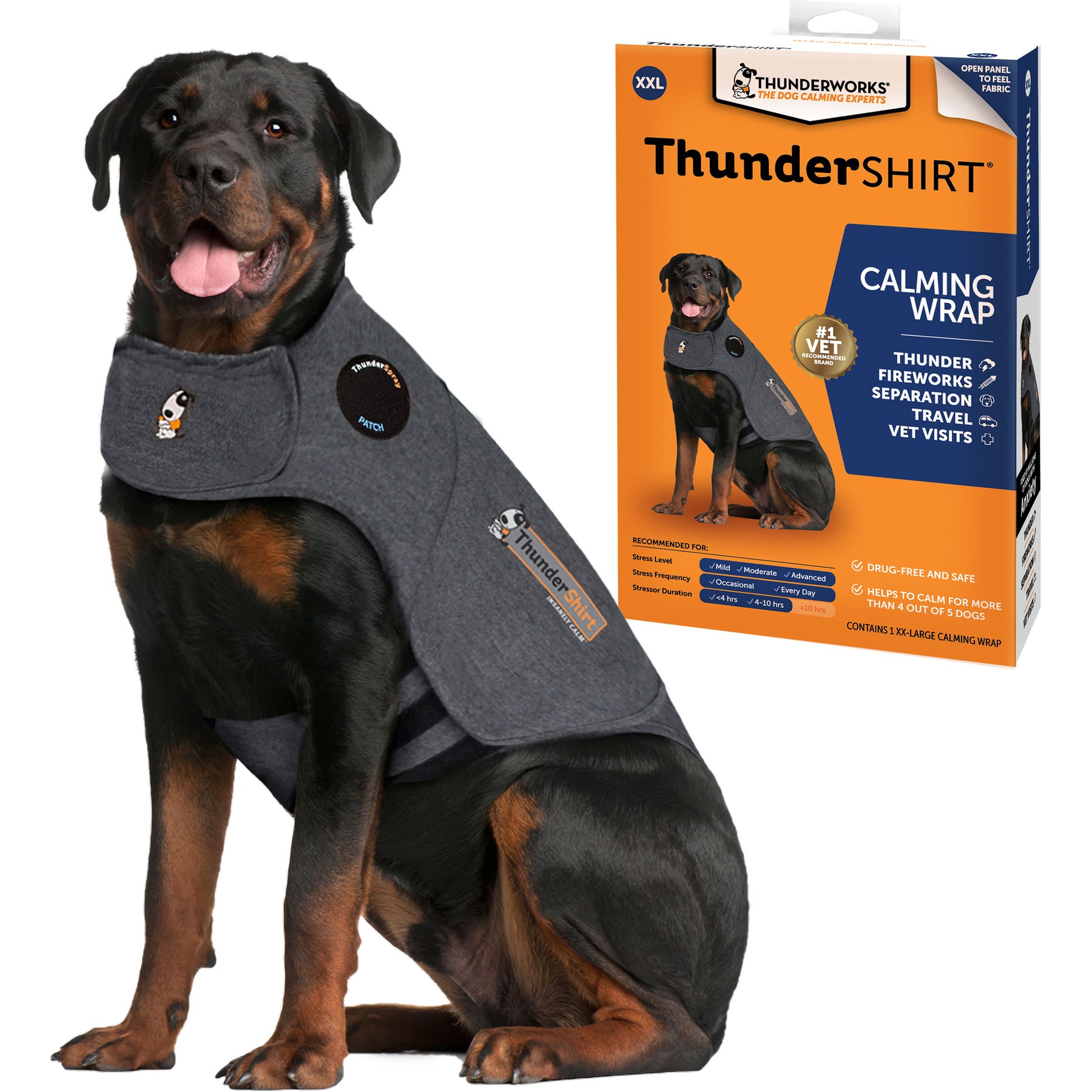 Thundershirt Heather Grey Anxiety Solution for Dogs, XXL, over 110 lbs