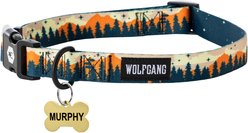 Wolfgang Personalized Fully Adjustable Dog Collar with Custom Engraved Gold Bone Tag, Overland, Medium: 12 to 18-in neck, 1-in wide