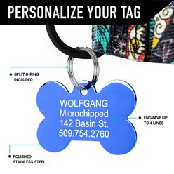 Wolfgang Personalized Fully Adjustable Dog Collar with Custom Engraved Blue Bone Tag, Losmuertos, Large: 18 to 26-in neck, 1-in wide slide 2 of 4