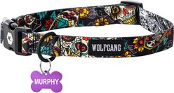 Wolfgang Personalized Fully Adjustable Dog Collar with Custom Engraved Purple Bone Tag, Losmuertos, Large: 18 to 26-in neck, 1-in wide
