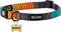 Wolfgang Personalized Fully Adjustable Dog Collar with Custom Engraved Gold Bone Tag, Chevtech, Large: 18 to 26-in neck, 1-in wide