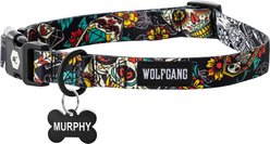 Wolfgang Personalized Fully Adjustable Dog Collar with Custom Engraved Black Bone Tag, Losmuertos, Large: 18 to 26-in neck, 1-in wide slide 1 of 4