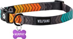 Wolfgang Personalized Fully Adjustable Dog Collar with Custom Engraved Purple Bone Tag, Chevtech, Medium: 12 to 18-in neck, 1-in wide