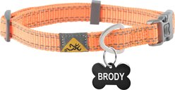 Browning Personalized Performance Webbing Fully Adjustable Dog Collar with Custom Engraved Black Bone Tag, Safety Orange, Small: 10 to 16-in neck, 5/8-in wide