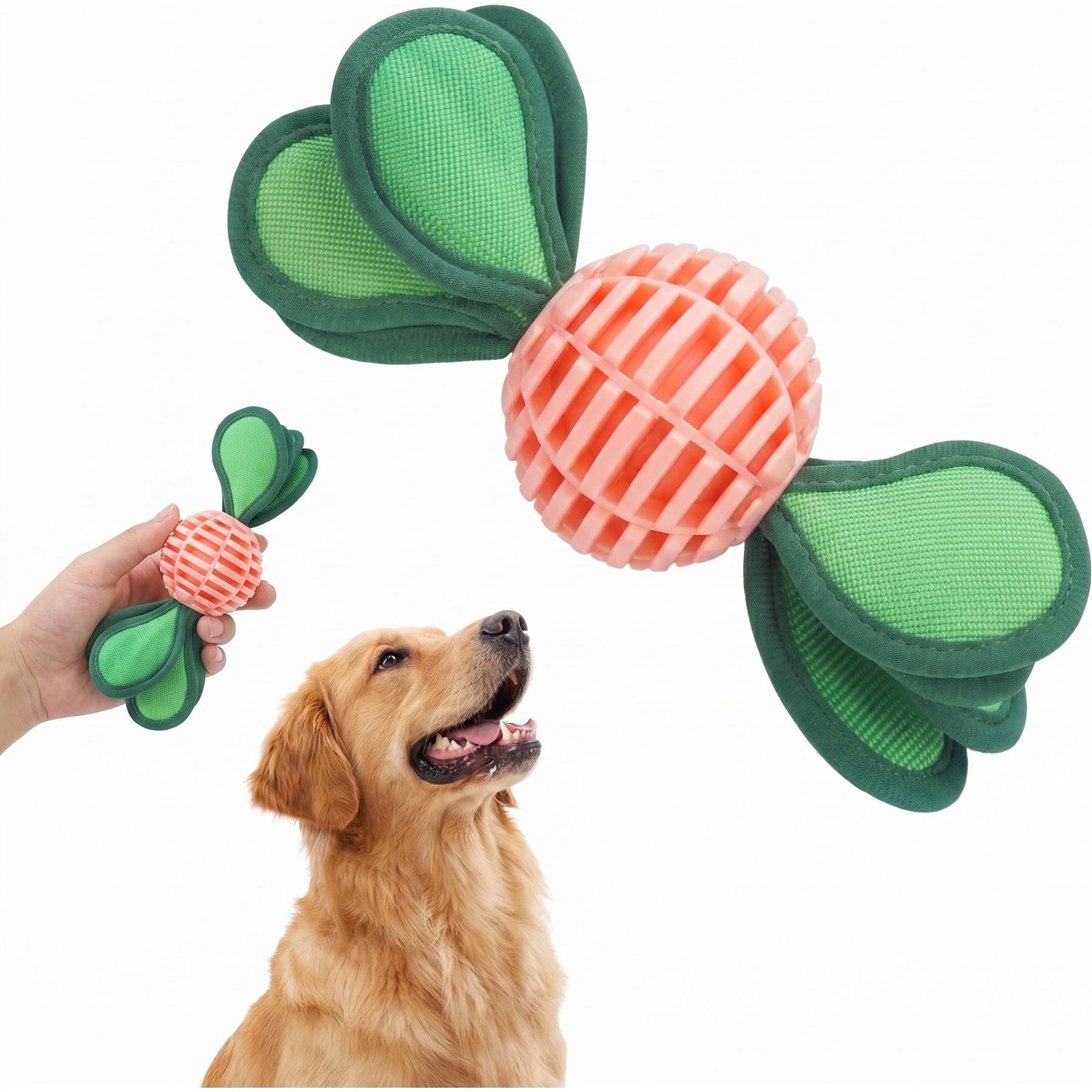 Kseroo Candy Squeaky Treat Dispensing Ball Dog Toy, Pink