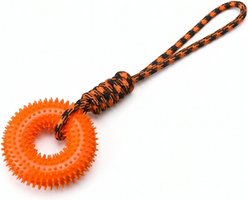 Kseroo Spiky Ring with Rope Dog Toy, Orange