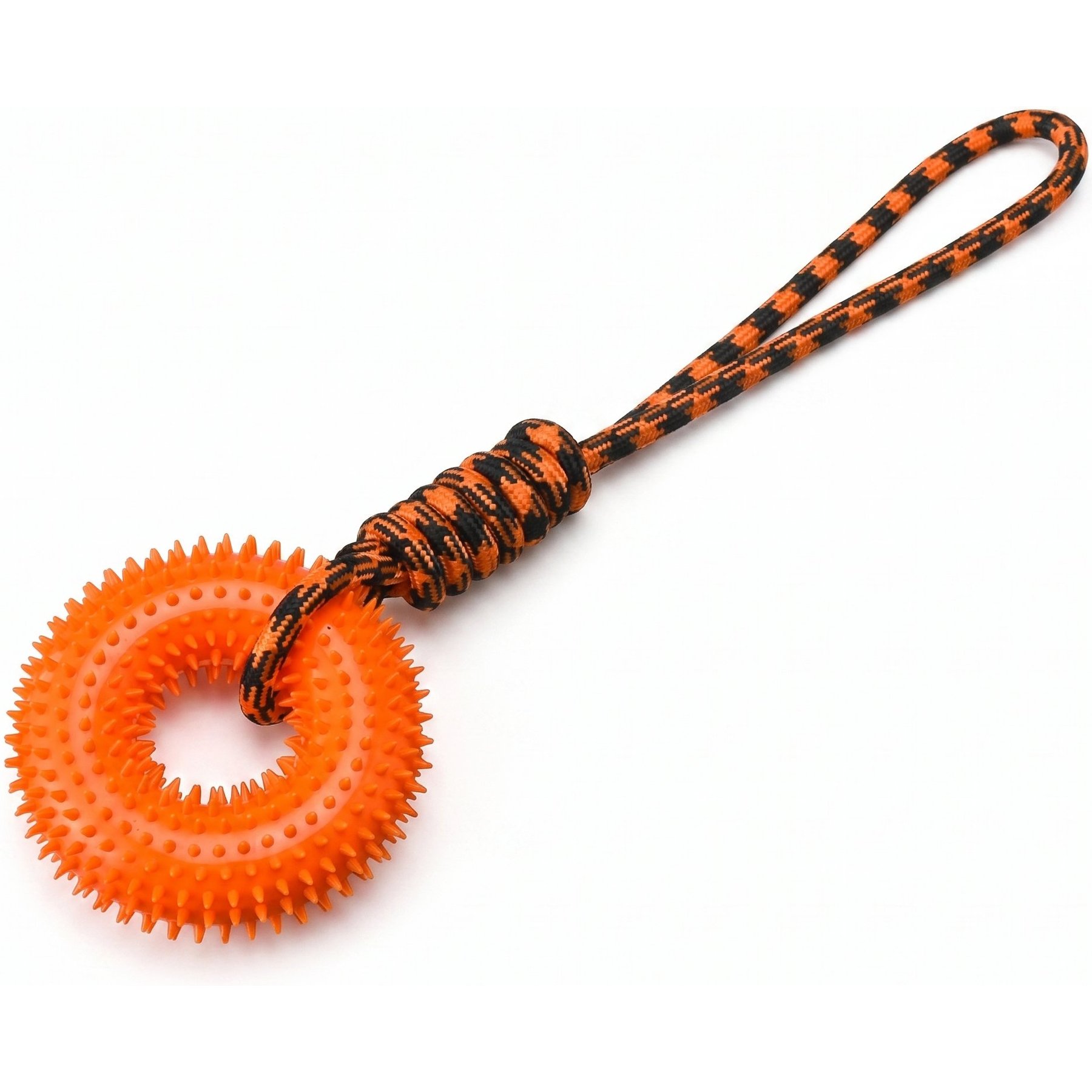 Kseroo Spiky Ring with Rope Dog Toy, Orange