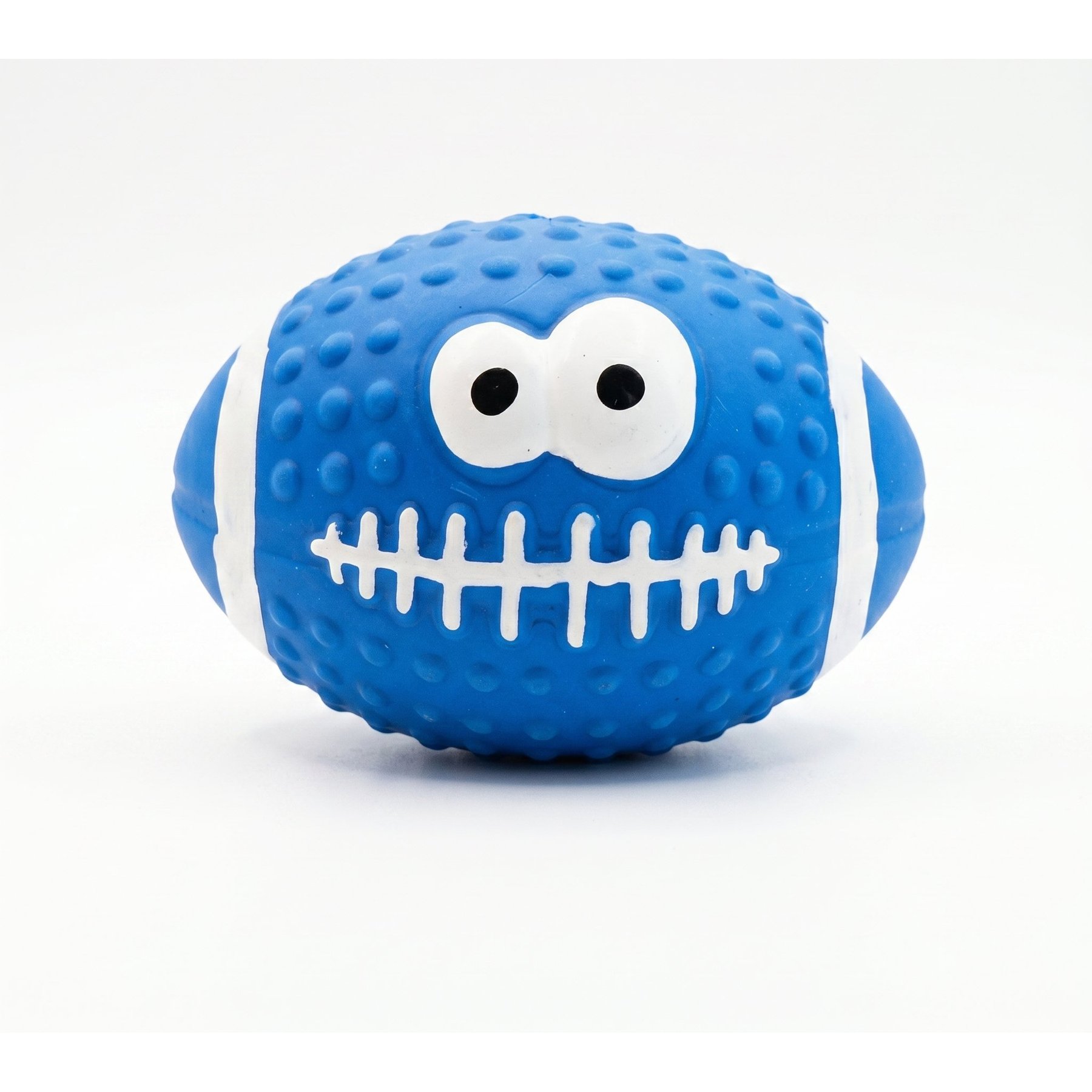 Kseroo Smiley Face Football Dog Toy, Blue, Small