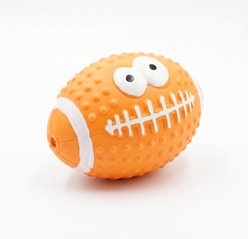 Kseroo Smiley Face Football Dog Toy, Orange, Small