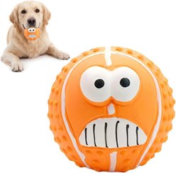 Kseroo Smiley Face Round Ball Dog Toy, Orange