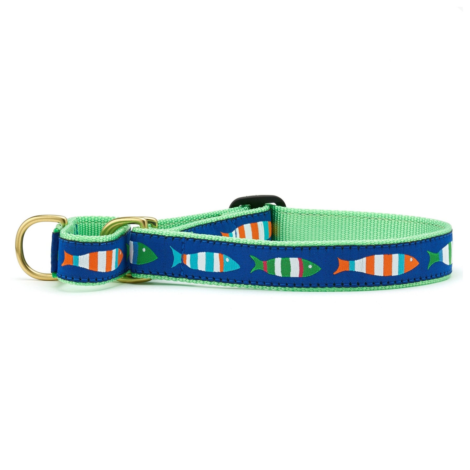 Up Country Funky Fish Martingale Slide-on Dog Collar, Multicolor, Medium: 14 to 19-in neck, 1-in wide