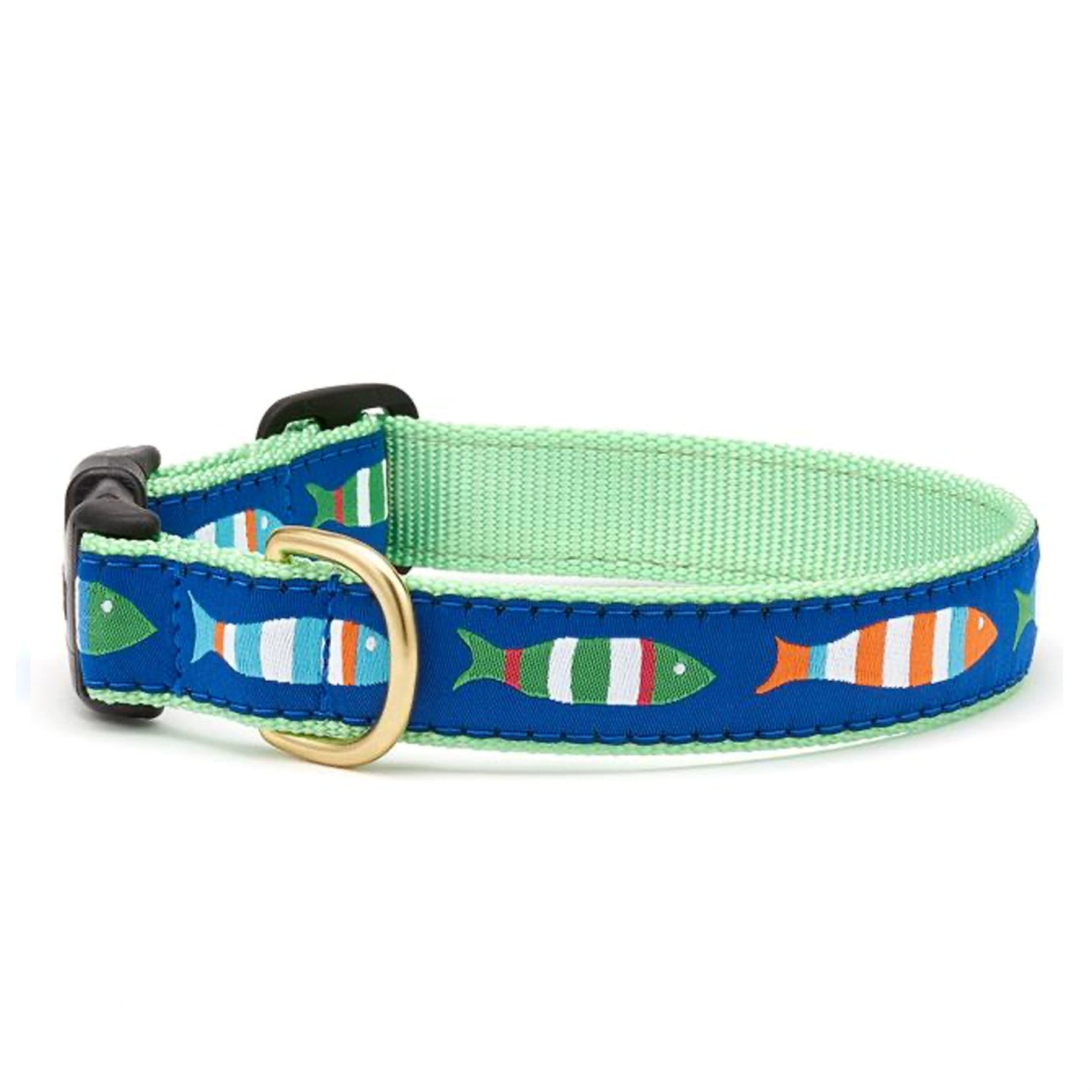Up Country Funky Fish Adjustable Dog Collar, Multicolor, Large: 15 to 21-in neck, 1-in wide