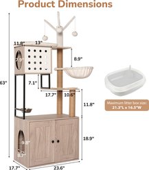 Yafylly Modern 65.3-in Cat Tree with Hidden Litter Box Enclosure slide 2 of 7