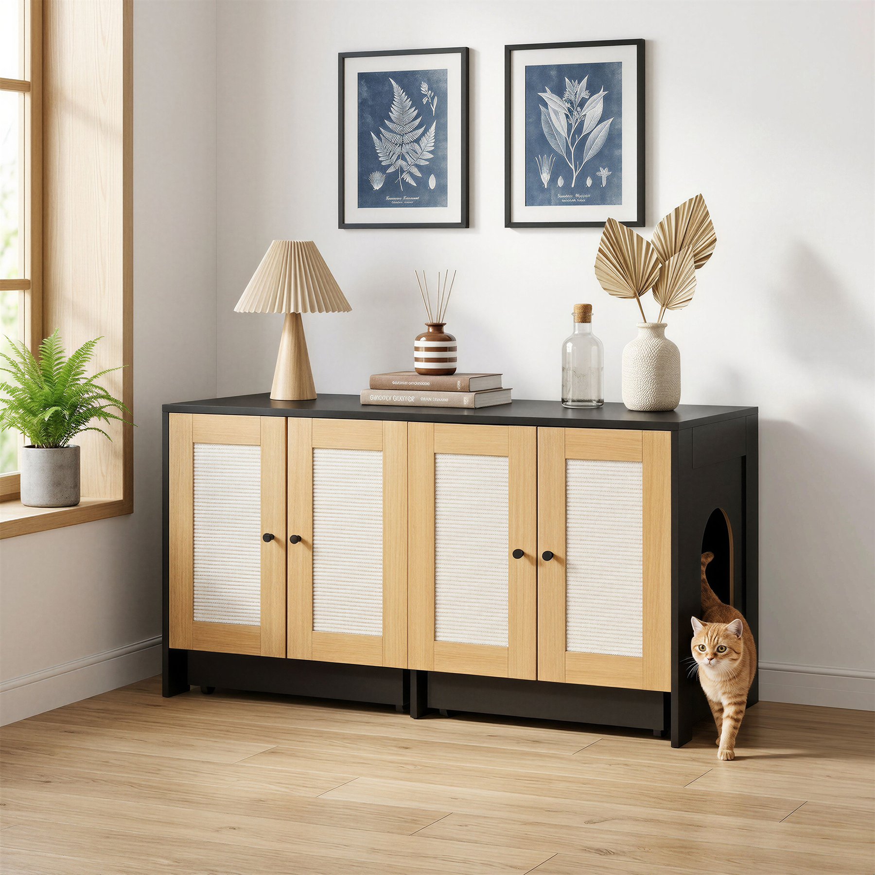 Yafylly Double Cat Litter Box Enclosure, 47-in
