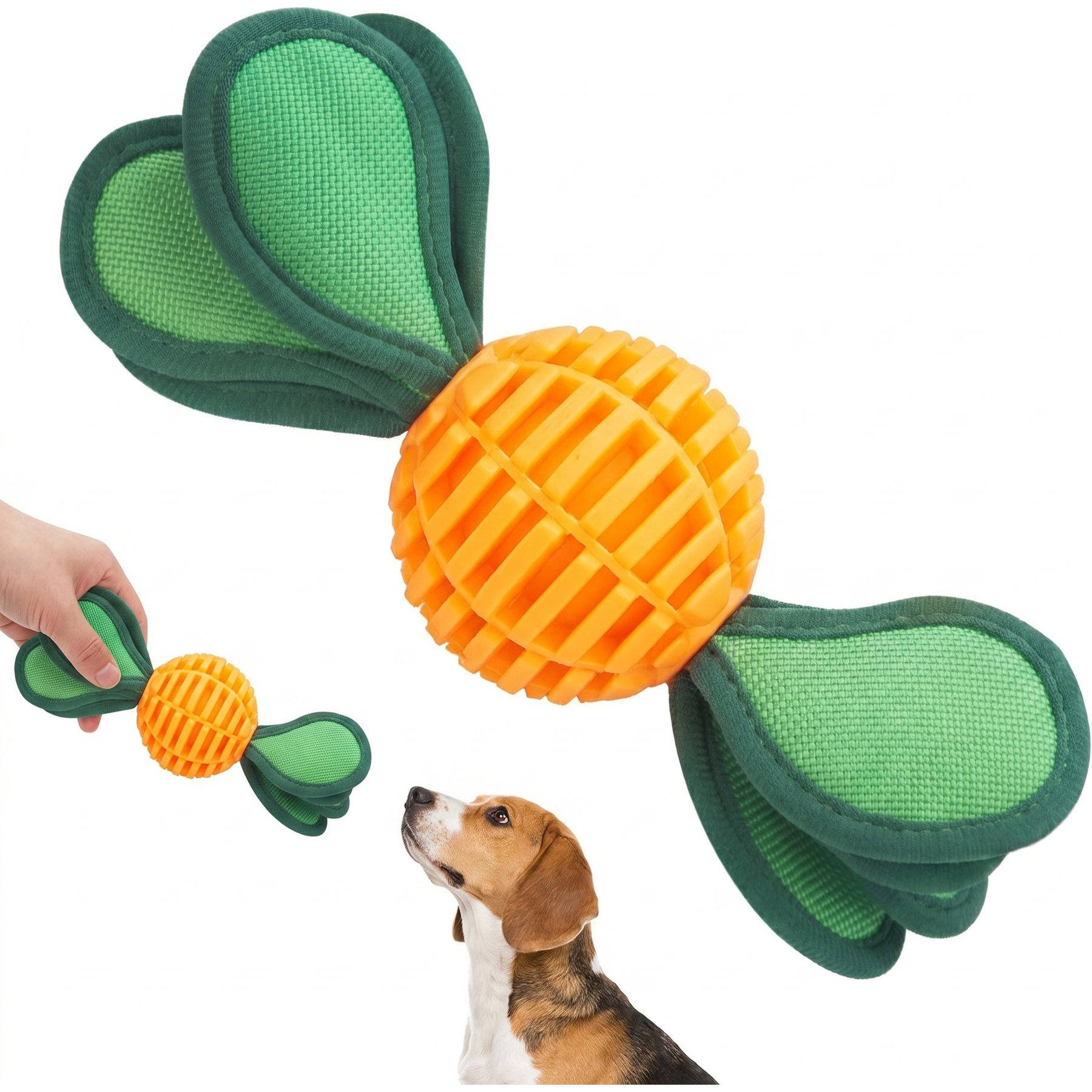 Kseroo Candy Squeaky Treat Dispensing Ball Dog Toy, Orange