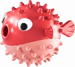 Kseroo Bouncing Fish Treat Dispensing Dog Toy, Red