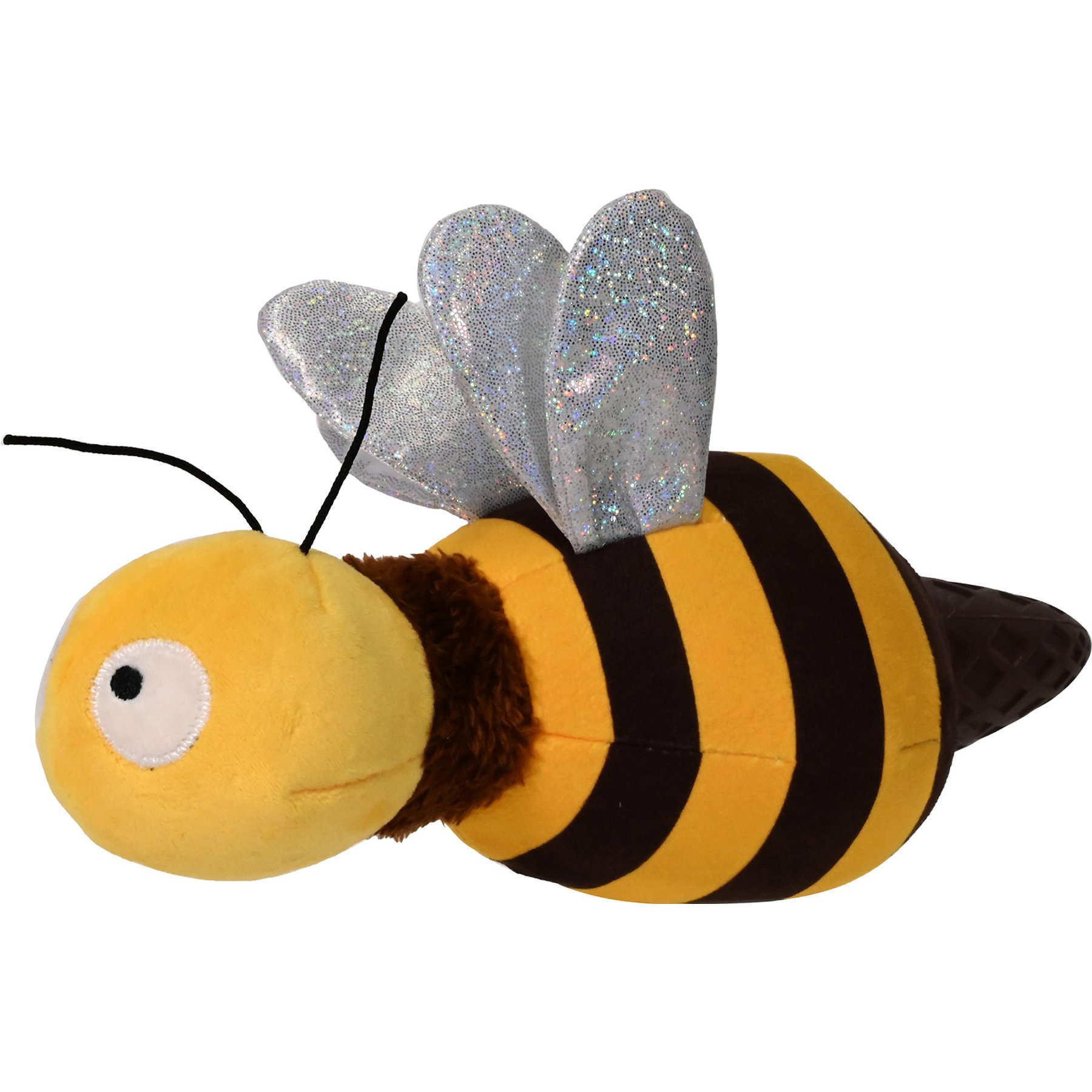 Buddy Buddy 2-in-1 Interactive Stuffed Bee Squeaky Plush Dog Toy, Yellow, 10 x 6-in