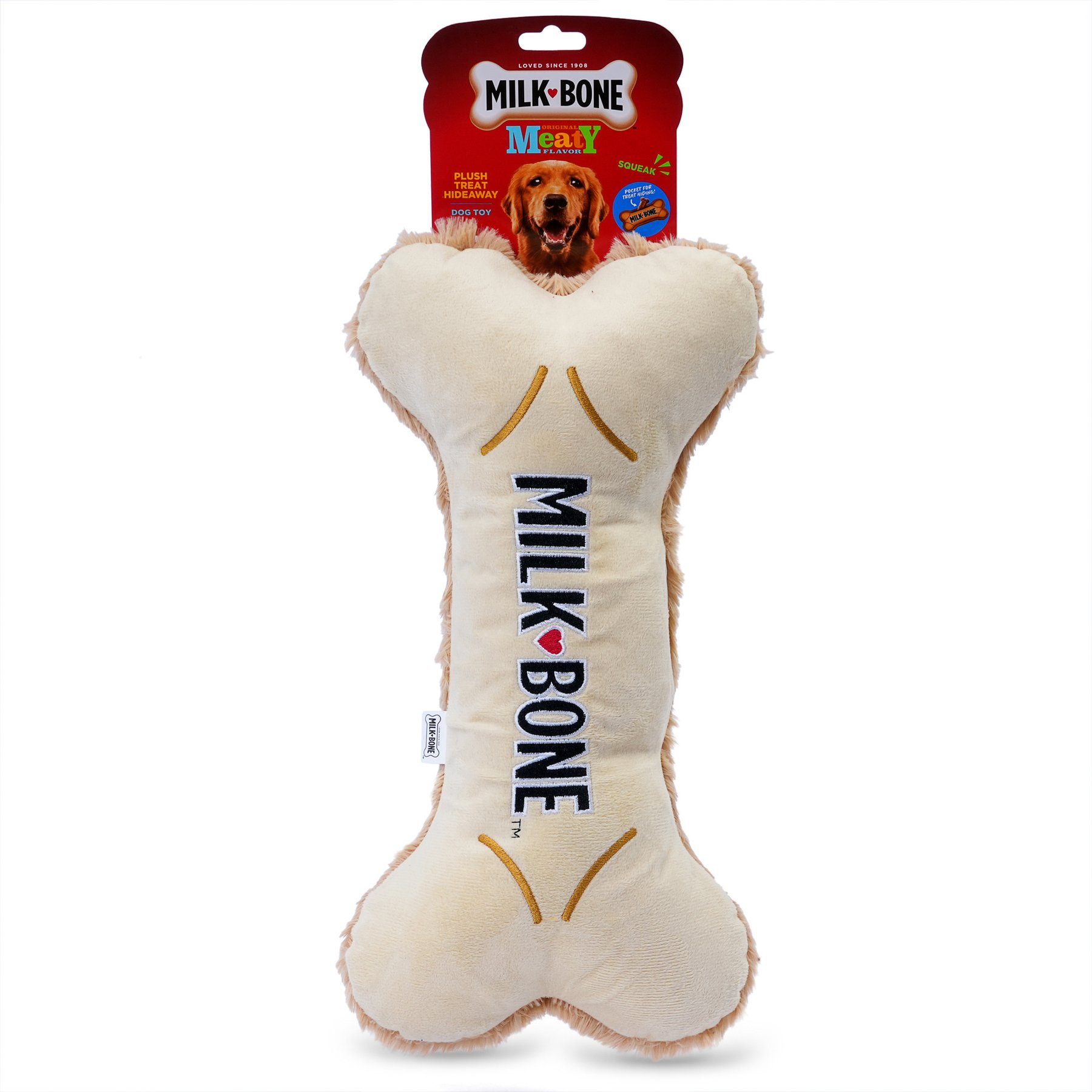 Milk-Bone Scented Biscuit Squeaky Plush Dog Toy, 15-in