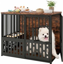 Yafylly 31.5-in Heavy Duty Solid Metal Dog Crate with Secure Lock & Movable Wheels, Brown, Medium slide 1 of 7
