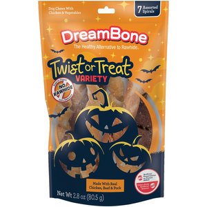 DreamBone Twist or Treat Spirals Variety Real Poultry Flavored Hard Dog Chew Treats, 2.8-oz bag, 7 count