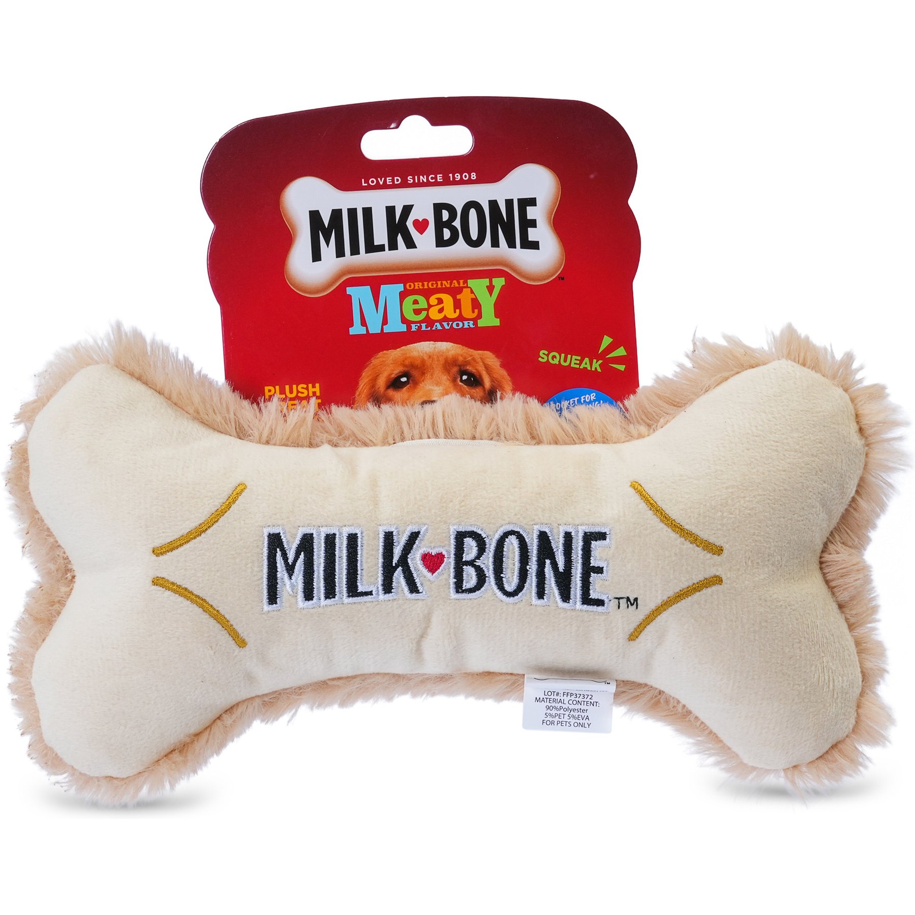 Milk-Bone Biscuit Scented Squeaky Plush Dog Toy, 9-in