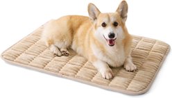 Bedsure Thin Soft Fleece Fully Machine Washable Dog & Cat Crate Mat, Warm Sand, Large: 35-in