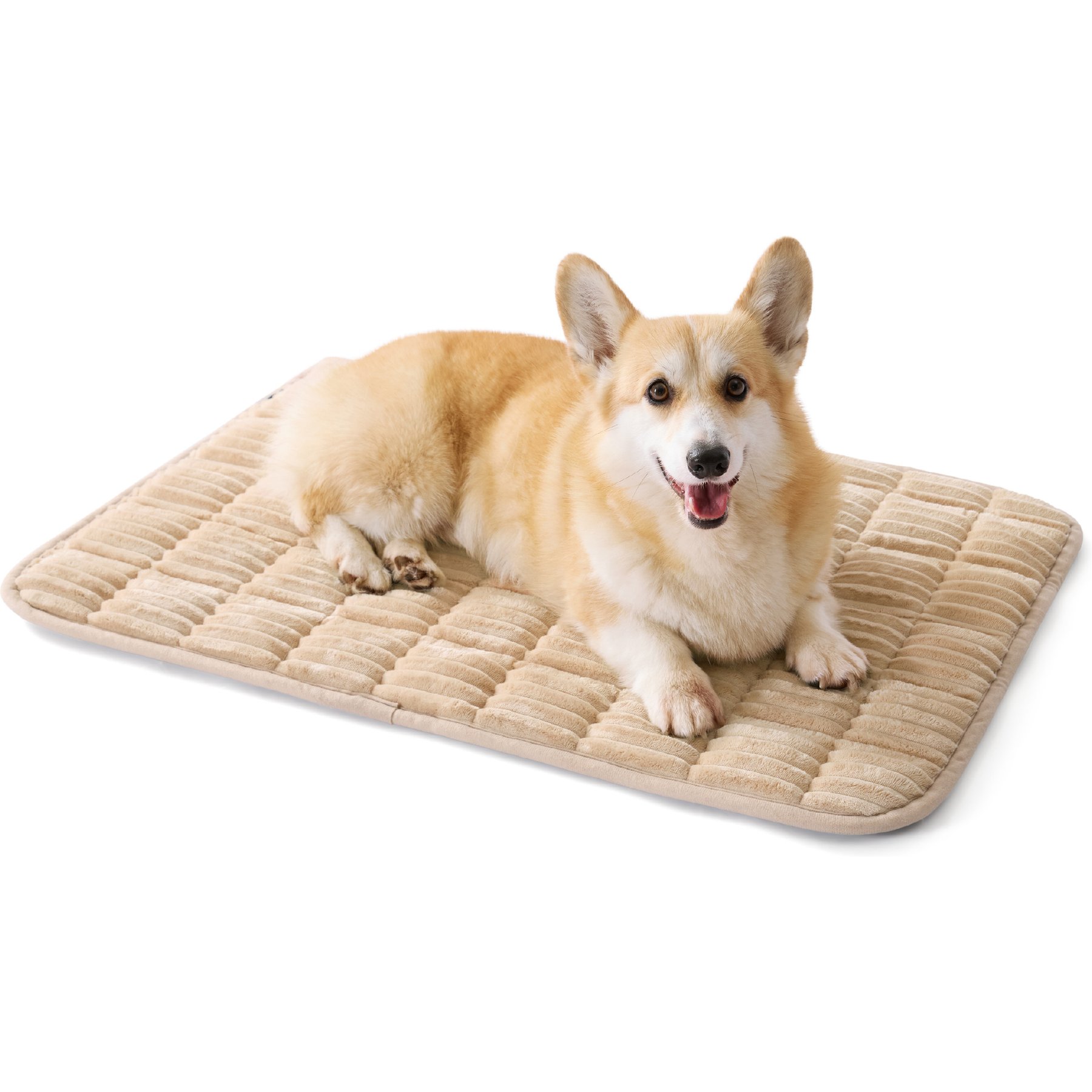 Bedsure Thin Soft Fleece Fully Machine Washable Dog & Cat Crate Mat, Warm Sand, Large: 35-in
