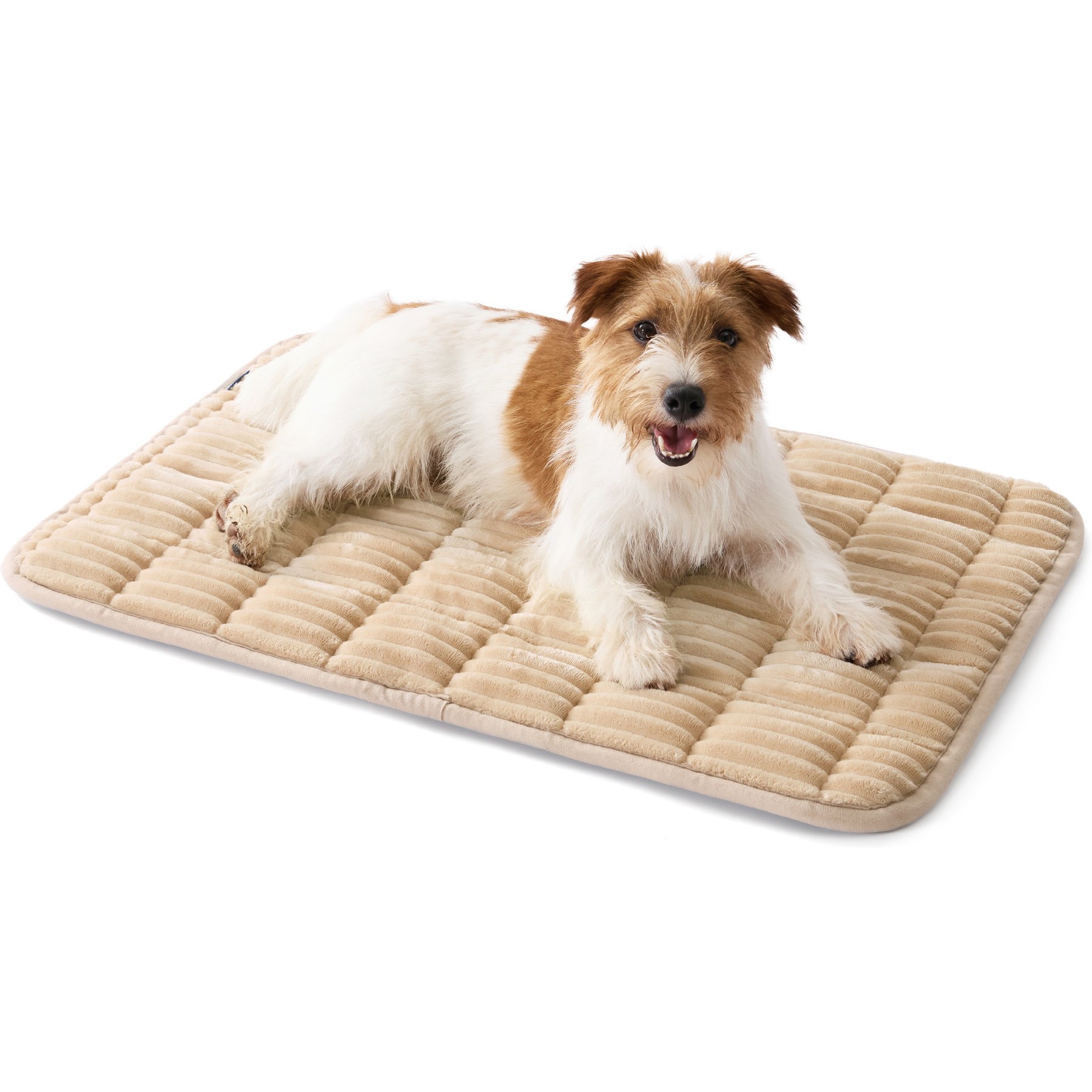Bedsure Thin Soft Fleece Fully Machine Washable Dog & Cat Crate Mat, Warm Sand, Medium: 30-in