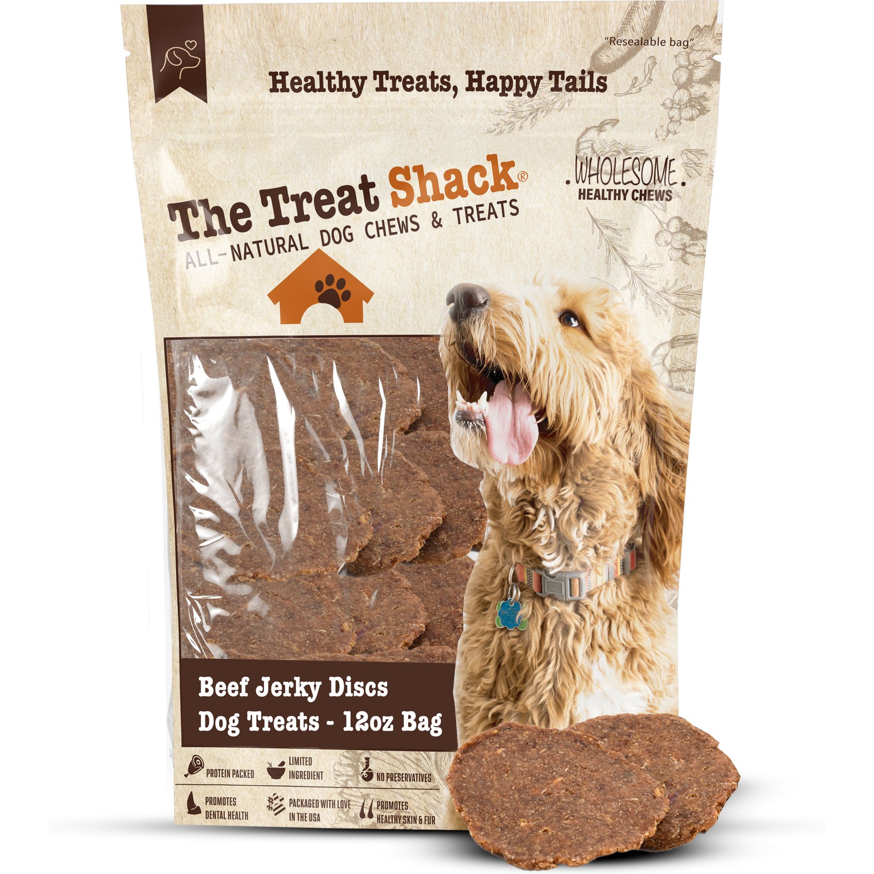 The Treat Shack Limited Ingredient High Protein Beef Jerky Discs Dog Treats, 12-oz bag