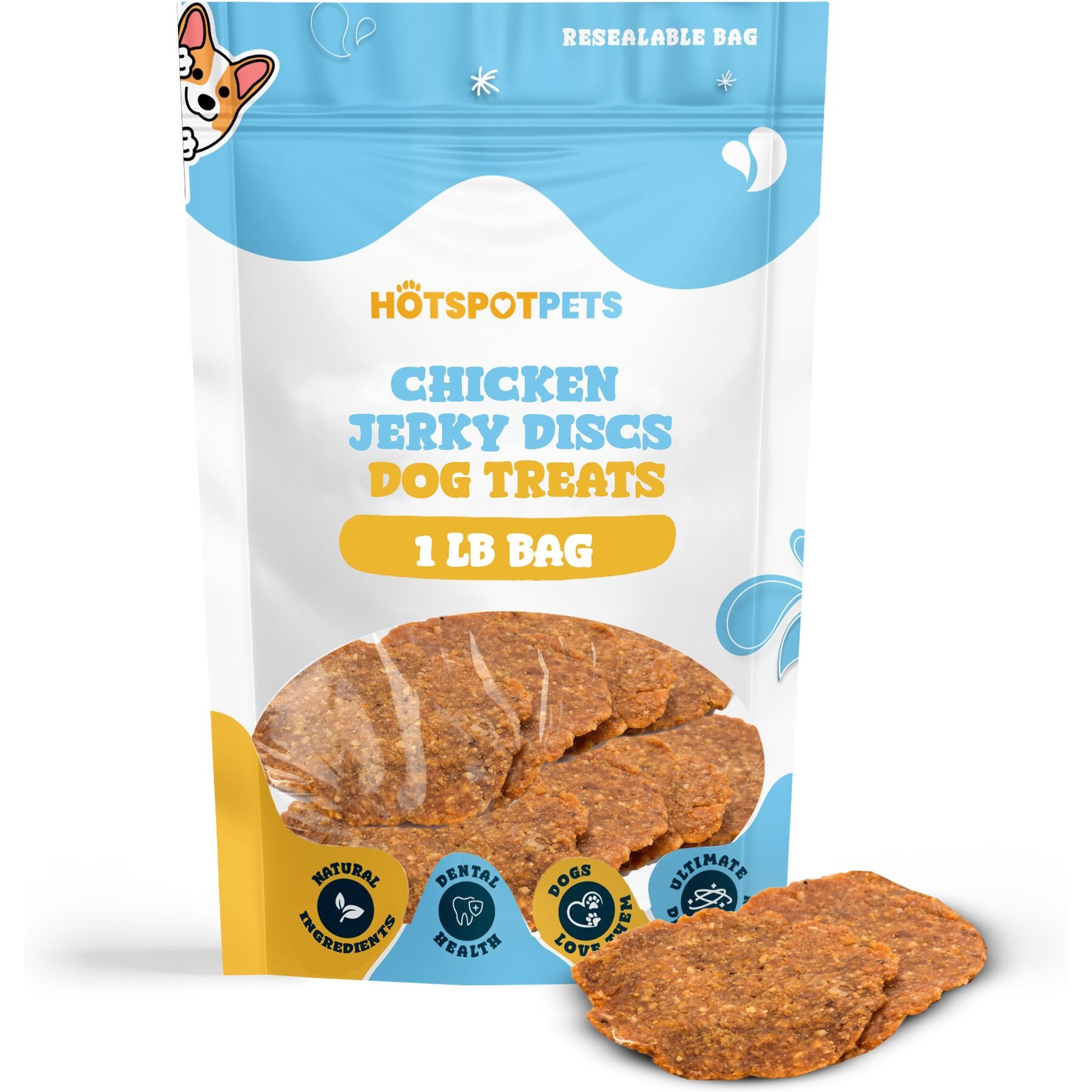 HOTSPOT PETS Limited Ingredient High Protein Chicken Jerky Discs Dog Treats, 1-lb bag