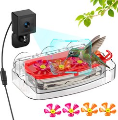 COOLFLY Smart Window Hummingbird Feeder with 2K Camera, AI Bird ID, Ant Moat & Suction Cup Mount, Red