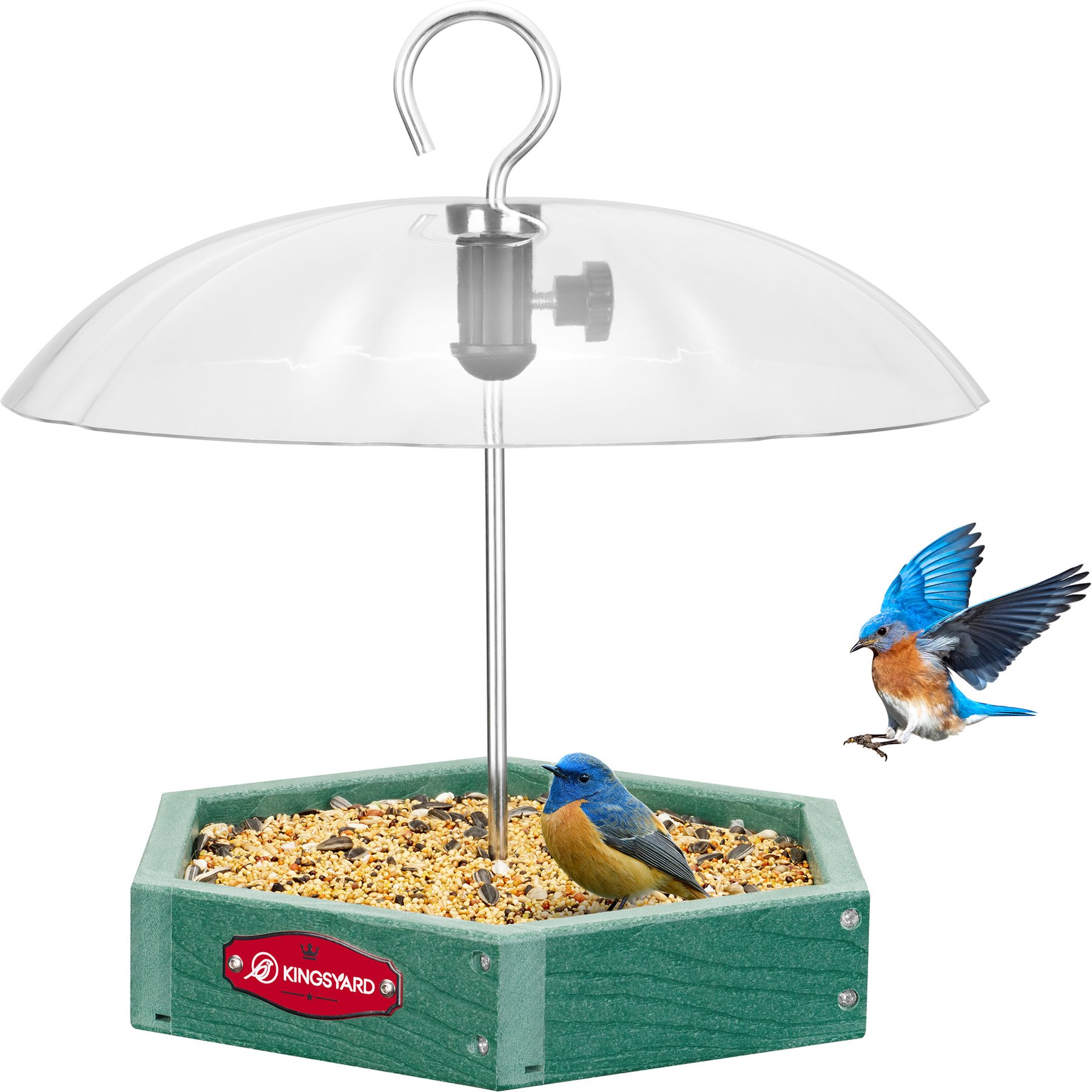 Kingsyard Adjustable Dome Platform Hanging Outdoor Wild Bird Feeder, Green