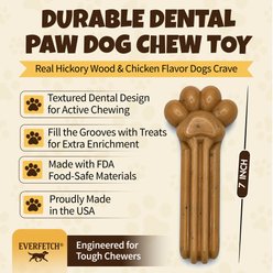 EVERFETCH Durable Dental Paw with Real Hickory Wood & Chicken Flavor Tough Chew Dog Toy, Green, 7-in slide 2 of 6