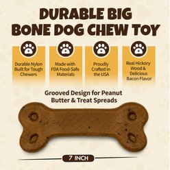 EVERFETCH Durable Big Bone with Real Hickory Wood & Bacon Flavor Tough Chew Dog Toy, Green, 7-in slide 2 of 6