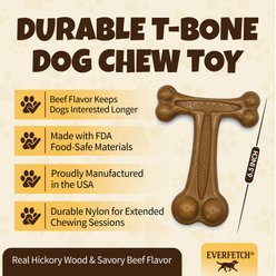 EVERFETCH Durable T-Bone with Real Hickory Wood & Beef Flavor Tough Chew Dog Toy, Green, 6.5-in slide 2 of 6
