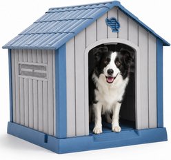 Wooflex Portable Waterproof Plastic Dog House, Blue, 30.3 x 29.1 x 32-in