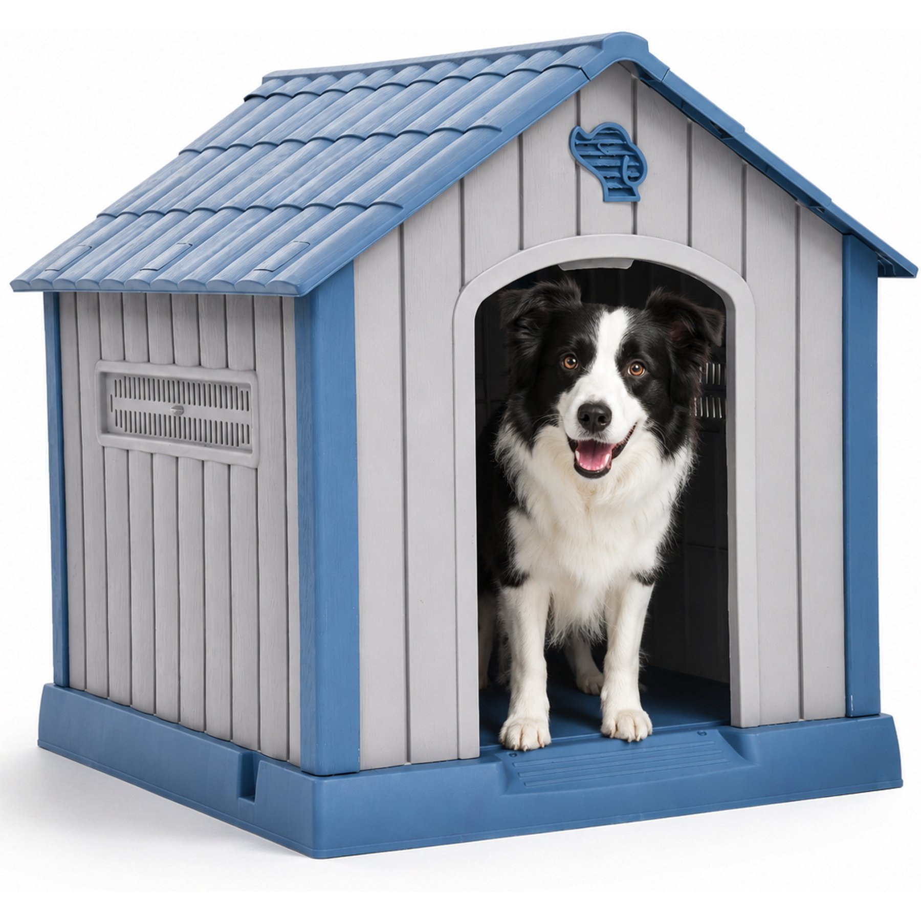 Wooflex Portable Waterproof Plastic Dog House, Blue, 30.3 x 29.1 x 32-in