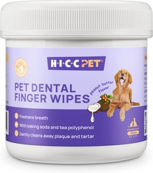 HICC PET Peanut Butter Scent Tartar Control Dog Dental Finger Wipes, 50 count