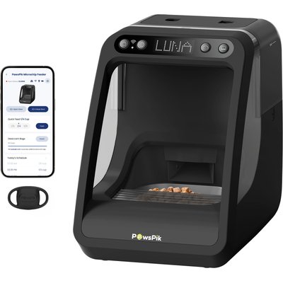 PawsPik PawsPik Automatic Microchip RFID Cat Feeder, Black, 16-cup