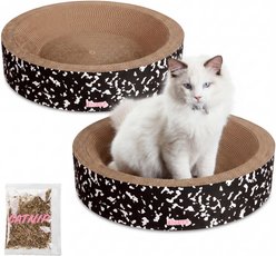 THE LICKER STORE Daisy Modern Bowl 18.13-in Cardboard Cat Scratcher with Catnip, 2 count, Black/White