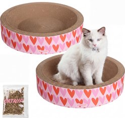 THE LICKER STORE Daisy Modern Bowl 18.13-in Cardboard Cat Scratcher with Catnip, 2 count, Pink/Red