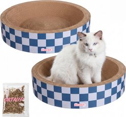 THE LICKER STORE Daisy Modern Bowl 18.13-in Cardboard Cat Scratcher with Catnip, 2 count, Navy/Blue