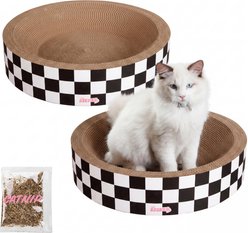 THE LICKER STORE Daisy Modern Bowl 18.13-in Cardboard Cat Scratcher with Catnip, 2 count, White/Black