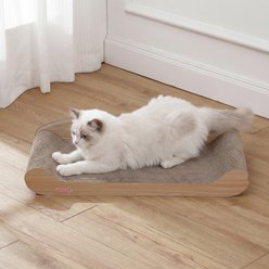 THE LICKER STORE Montego Coastal Patterned 27.5-in Cardboard Lounge Bed Cat Scratcher with Catnip, Oak Wood Finish slide 2 of 9