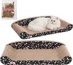 THE LICKER STORE Montego Coastal Patterned 27.5-in Cardboard Lounge Bed Cat Scratcher with Catnip, Black/White
