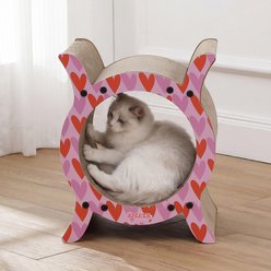 THE LICKER STORE Nyan Modern 16.5-in Cardboard Tunnel Cat Scratcher with Catnip, Pink/Red slide 2 of 9